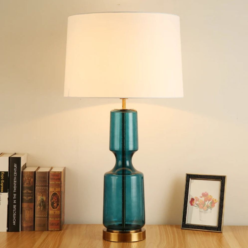 Lampe de Chevet Rétro En Verre et en Tissu