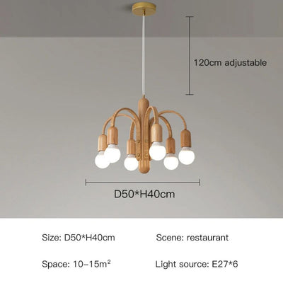 Lustre Grain de Bois Luminaire Suspendu Variable