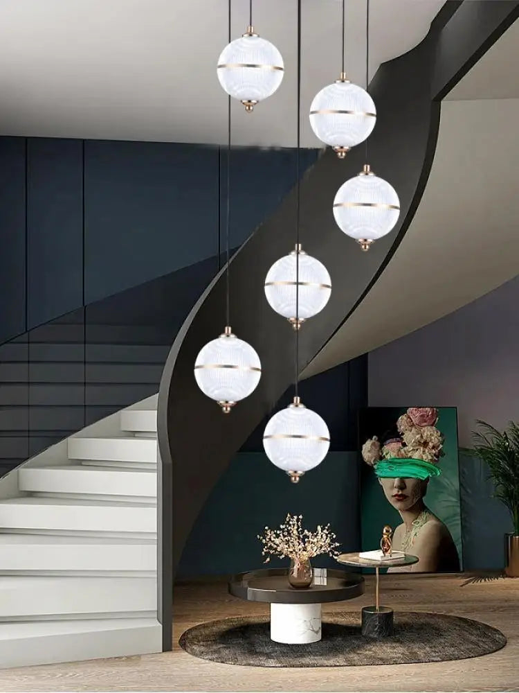 Lustre Led Ligne Longue Moderne Suspension Villa Éclairage - Lumiine