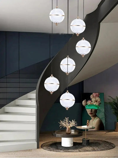 Lustre Led Ligne Longue Moderne Suspension Villa Éclairage - Lumiine