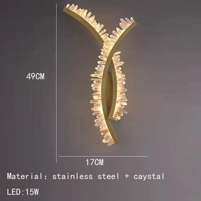 Applique Murale Design à LED Dorée avec Verre Cristal en Cascade Design - Lumiine