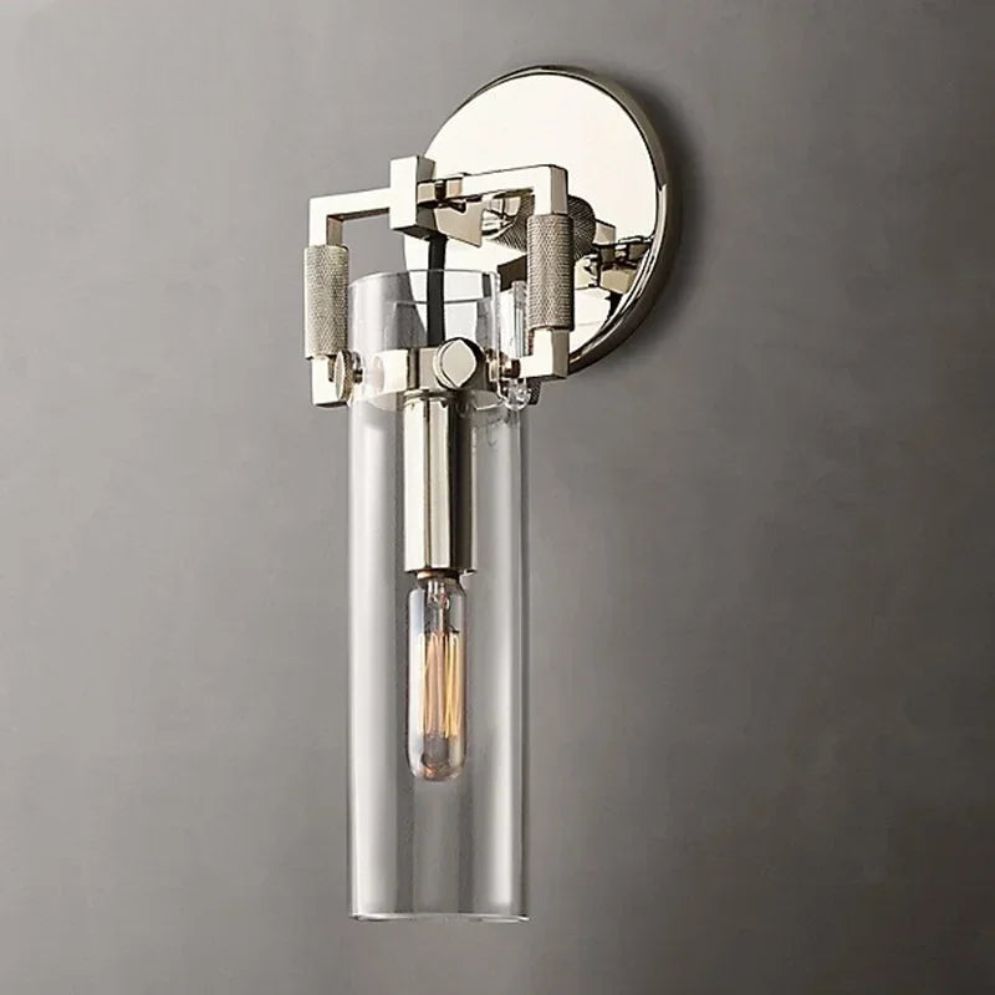 Applique Murale Chromée à Led Abat-jour Cylindrique en Verre - Lumiine