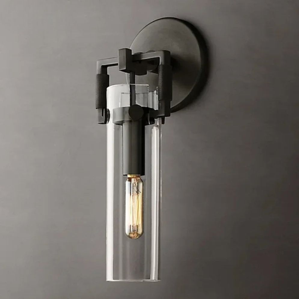 Applique Murale Chromée à Led Abat-jour Cylindrique en Verre - Lumiine