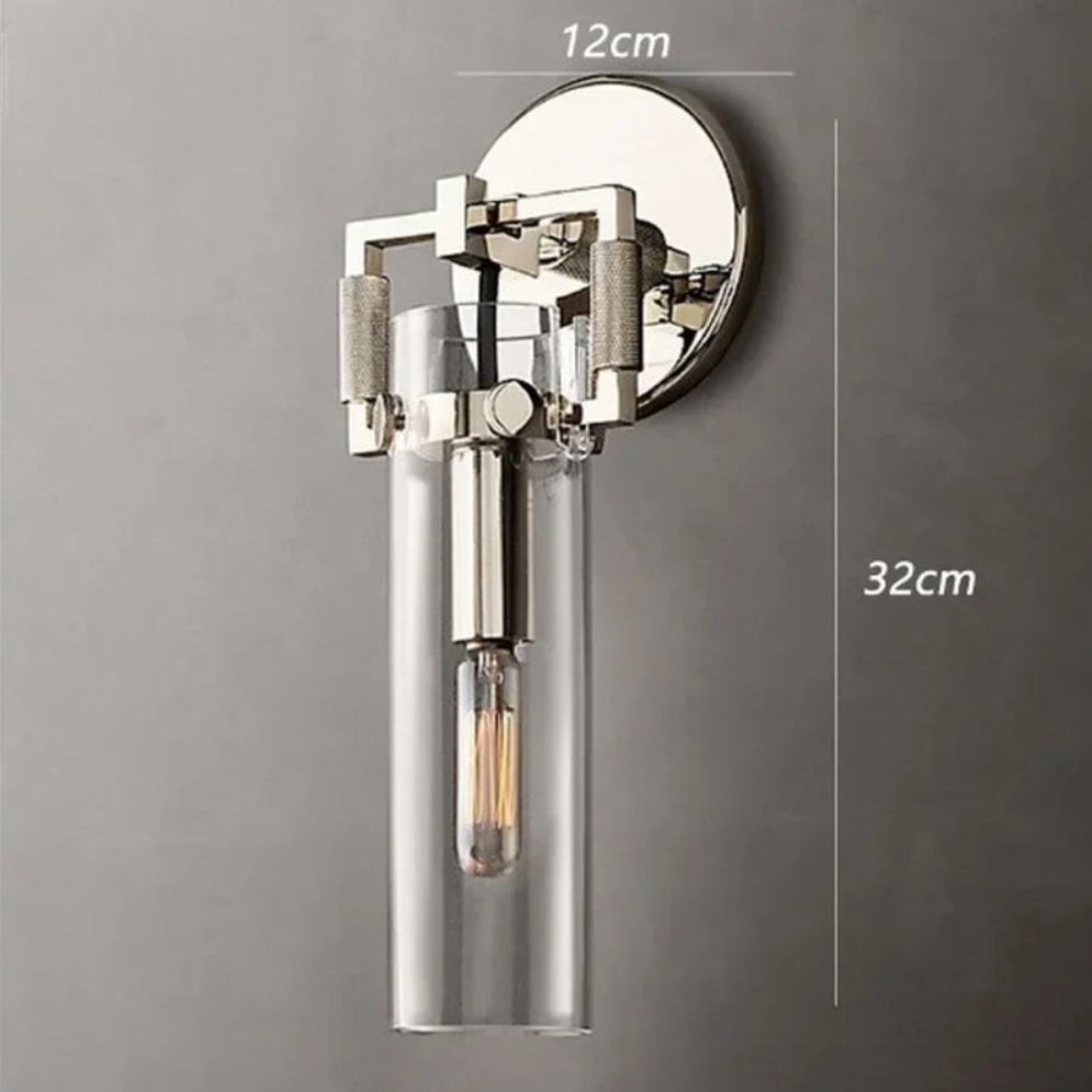 Applique Murale Chromée à Led Abat-jour Cylindrique en Verre - Lumiine