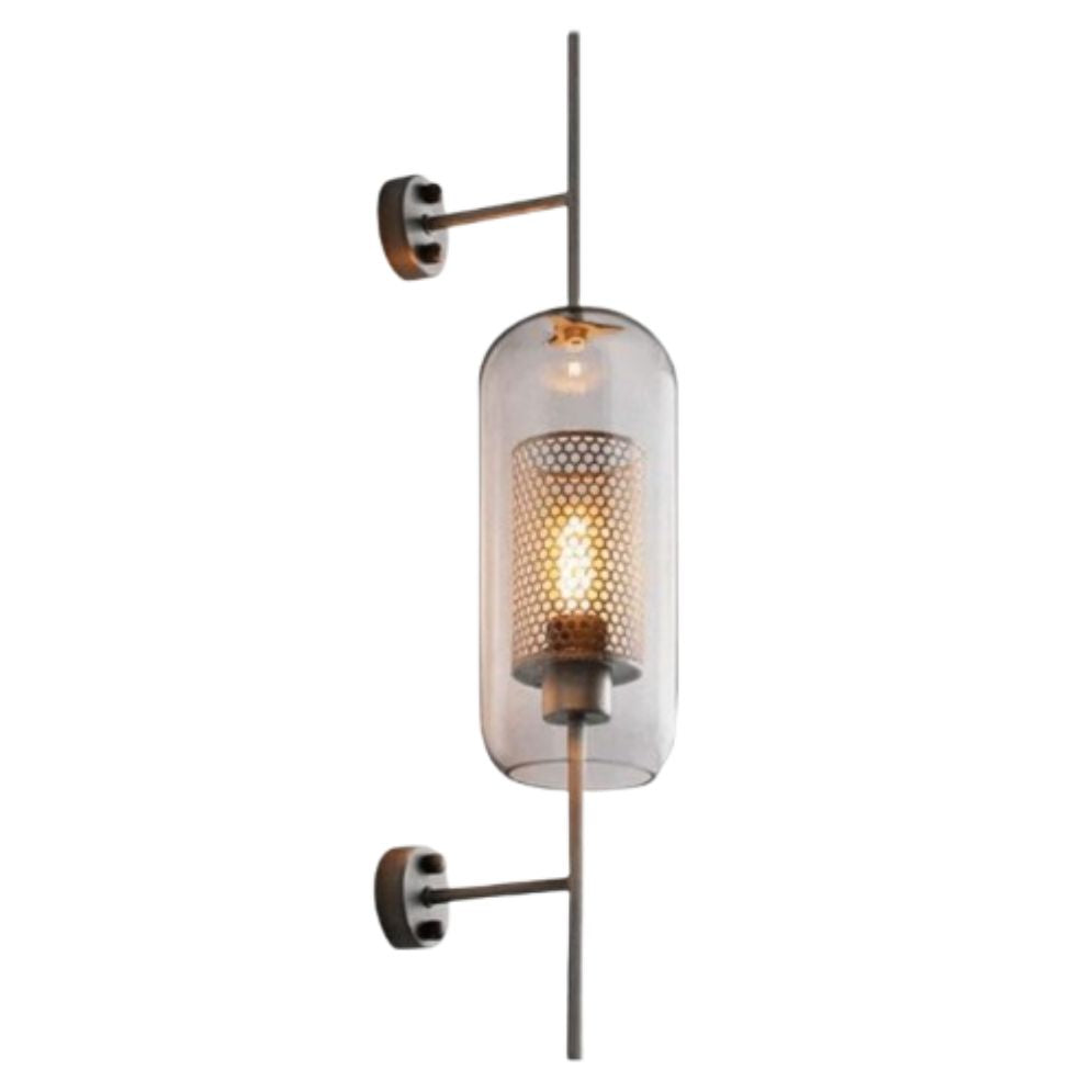 Applique murale led avec bras en métal et abat-jour verre - Lumiine