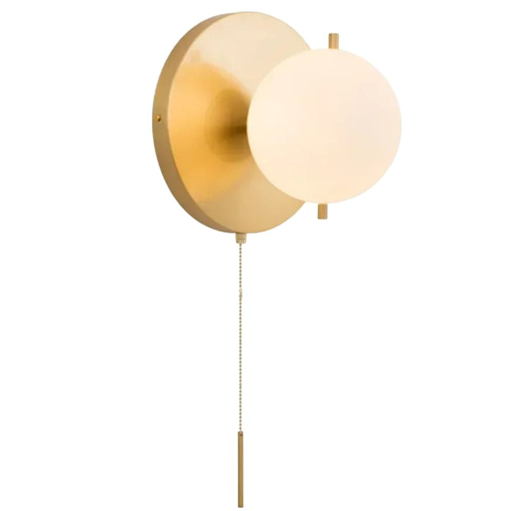 Applique Murale Design Led Dorée avec Boule en Verre Wall