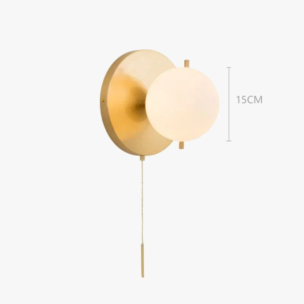 Applique Murale Design Led Dorée avec Boule en Verre Wall