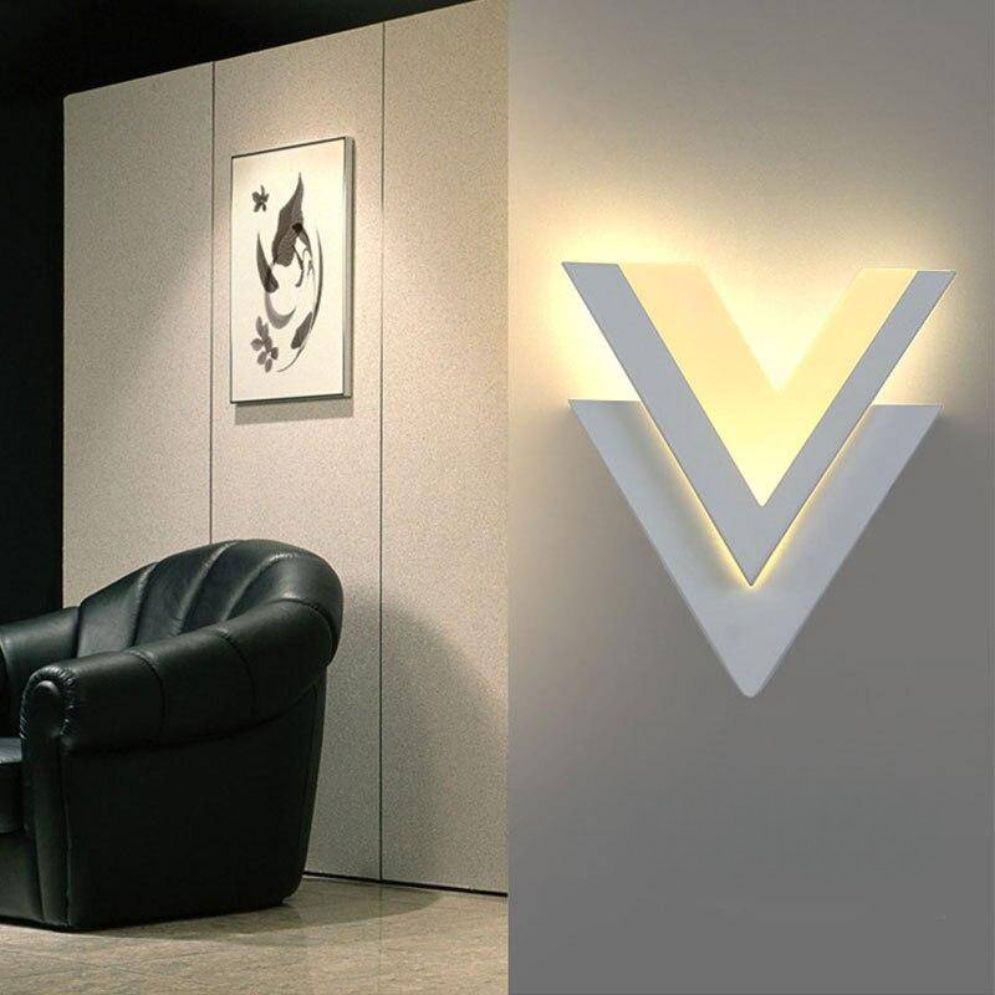 Applique Murale Design Led en Forme de V Blanc - Lumiine