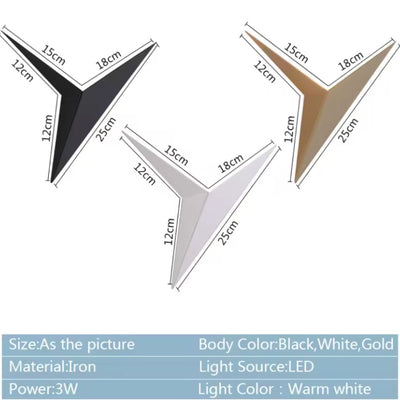 Applique Murale Design Triangulaire Led en Métal Coloré