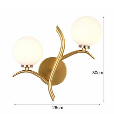 Applique Murale En Métal Doré avec Double Boule en Verre - Lumiine