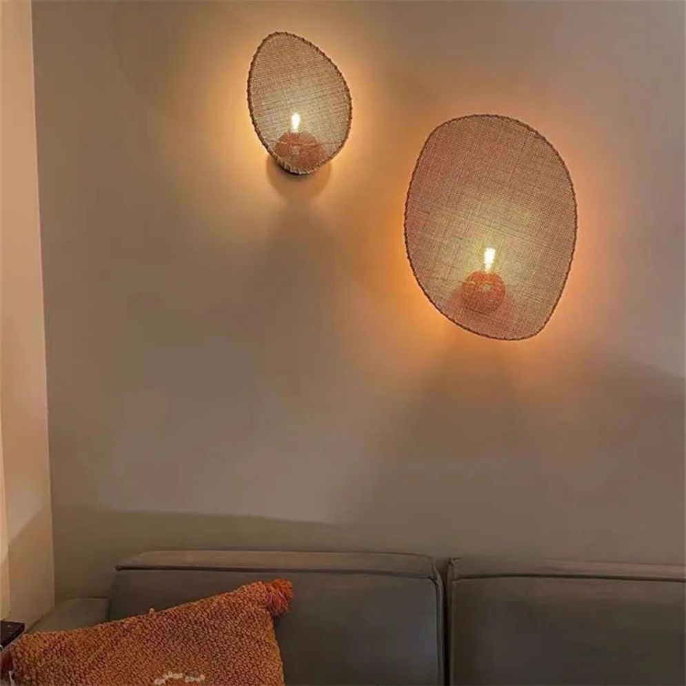 Applique Murale en Rotin Plate Rustique