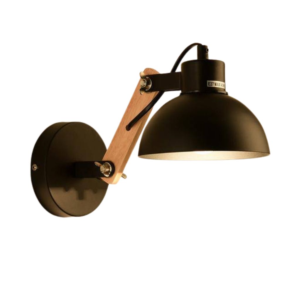 Applique Murale Led Abat-Jour Orientable en Métal et Support en Bois - Lumiine