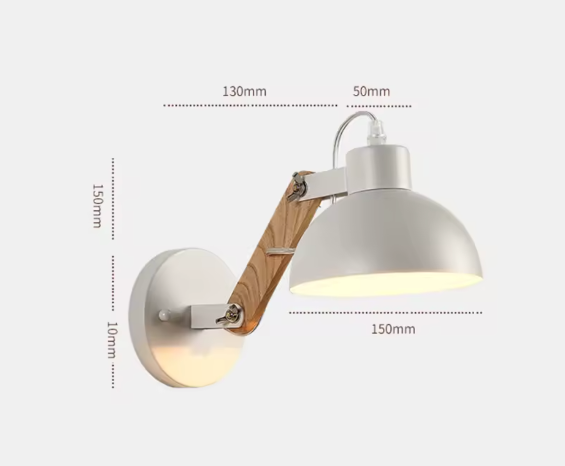 Applique Murale Led Abat-Jour Orientable en Métal et Support en Bois - Lumiine