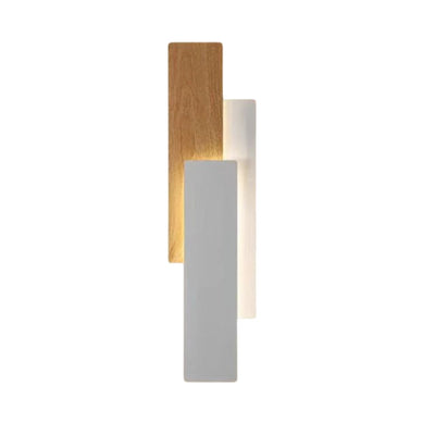Applique Murale Led Rectangulaire en Bois Taillé Japan - Lumiine