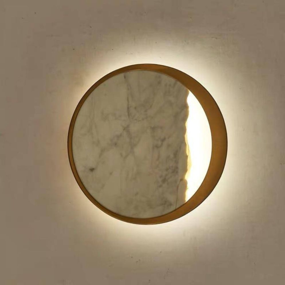 Applique Murale Led Ronde Marbre et Doré