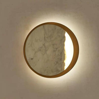 Applique Murale Led Ronde Marbre et Doré