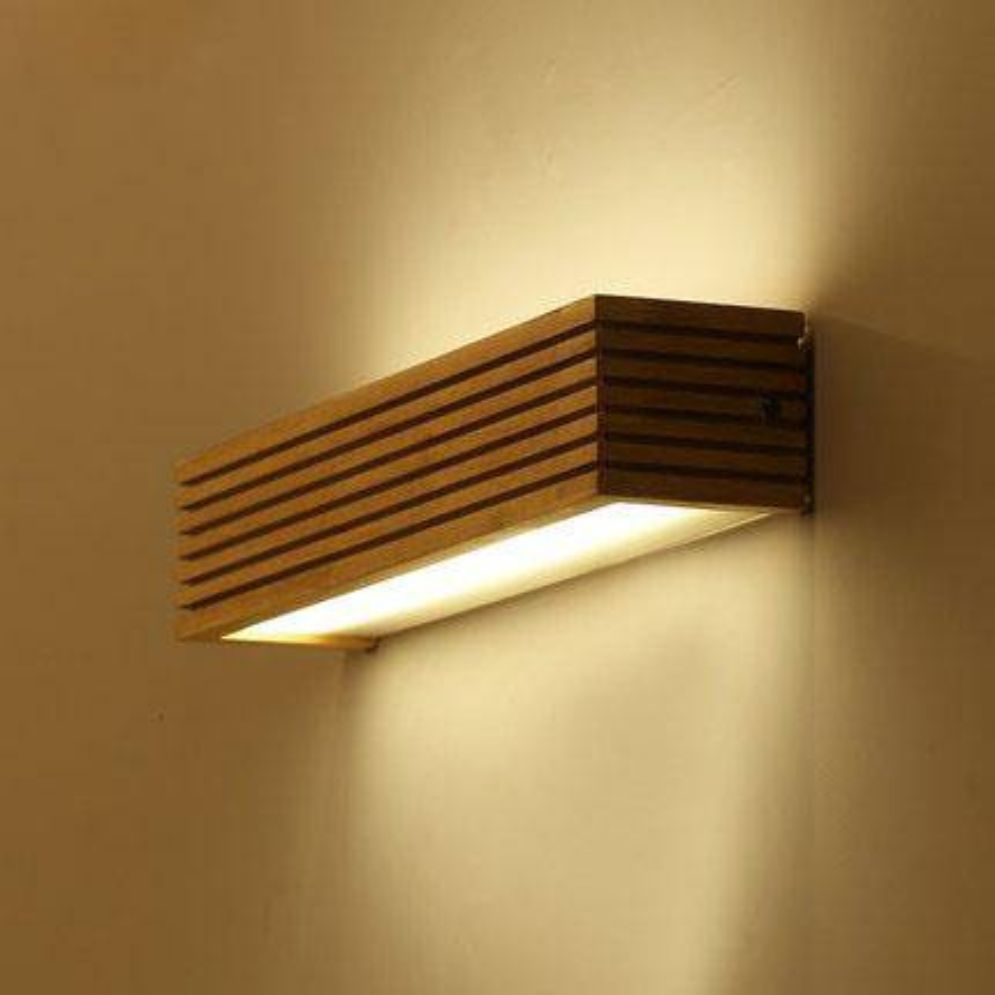 Applique Murale Moderne Led Allongée en Bois Style Nordic - Lumiine