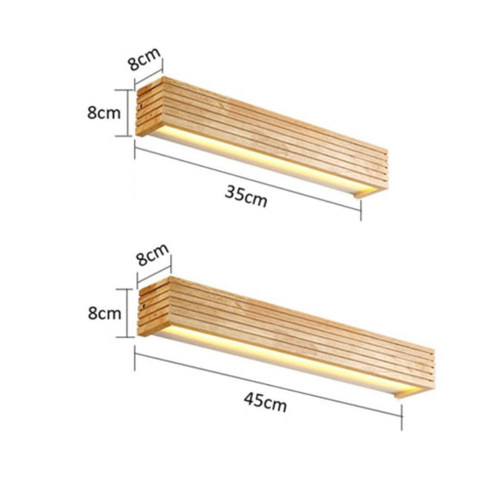Applique Murale Moderne Led Allongée en Bois Style Nordic - Lumiine