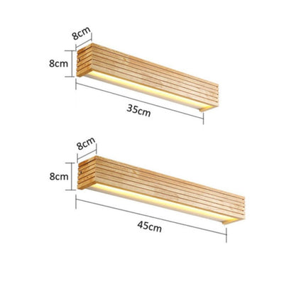 Applique Murale Moderne Led Allongée en Bois Style Nordic - Lumiine