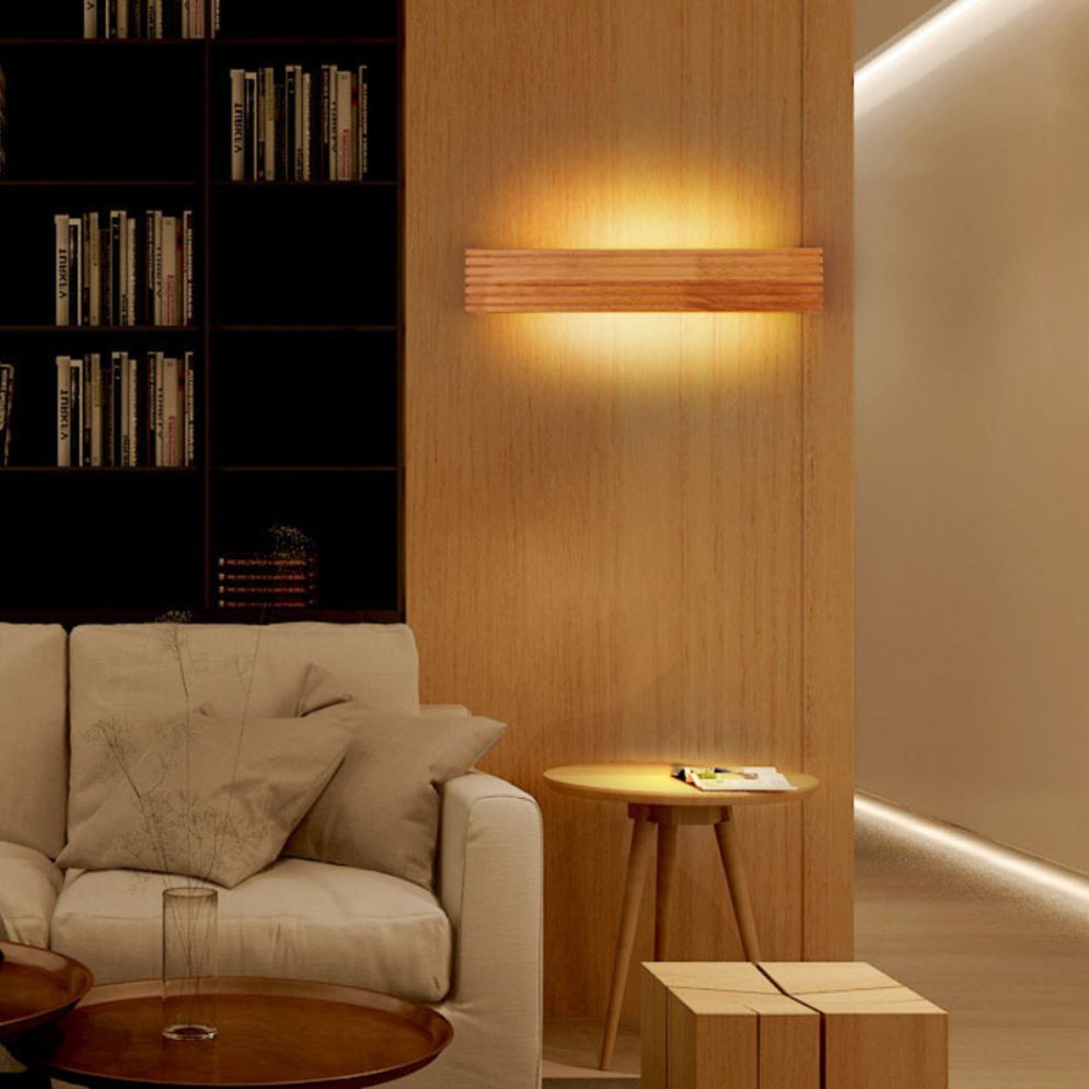 Applique Murale Moderne Led Allongée en Bois Style Nordic - Lumiine