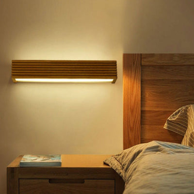 Applique Murale Moderne Led Allongée en Bois Style Nordic - Lumiine