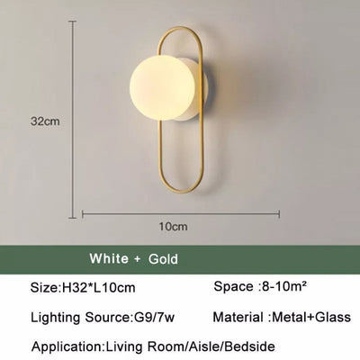 Applique Murale Moderne LED avec Boule en Verre et Support Cylindrique Sconce - Lumiine