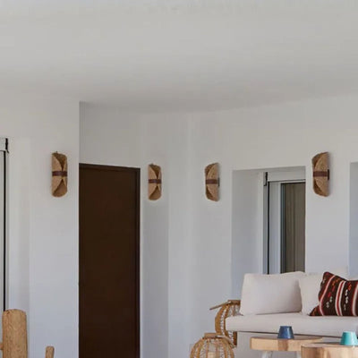 Applique Murale Wabi Sabi en Rotin et Corde de Chanvre