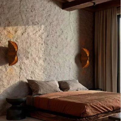 Applique Murale Wabi Sabi en Rotin et Corde de Chanvre