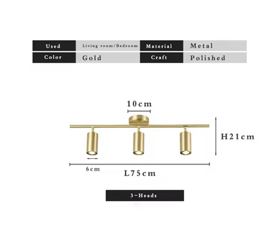 Barre Spots Led en Aluminium Noir ou Doré Mounted - Lumiine
