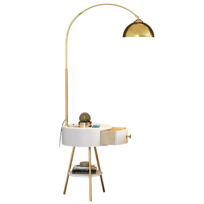 Lampadaire avec Étagère Dorée et Led Moderne - Lumiine