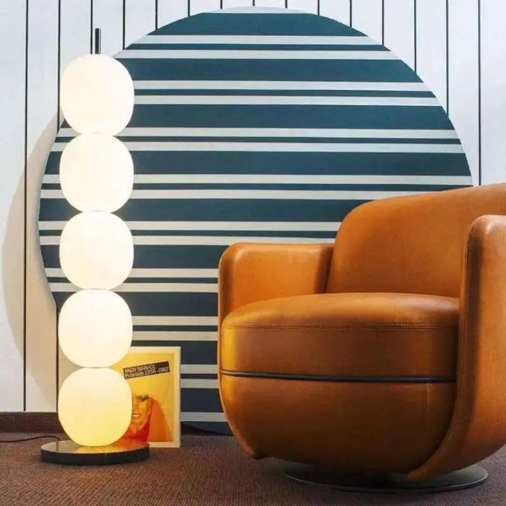 Lampadaire blanc et Noir en métal et Verre pour Intérieur - Lumiine