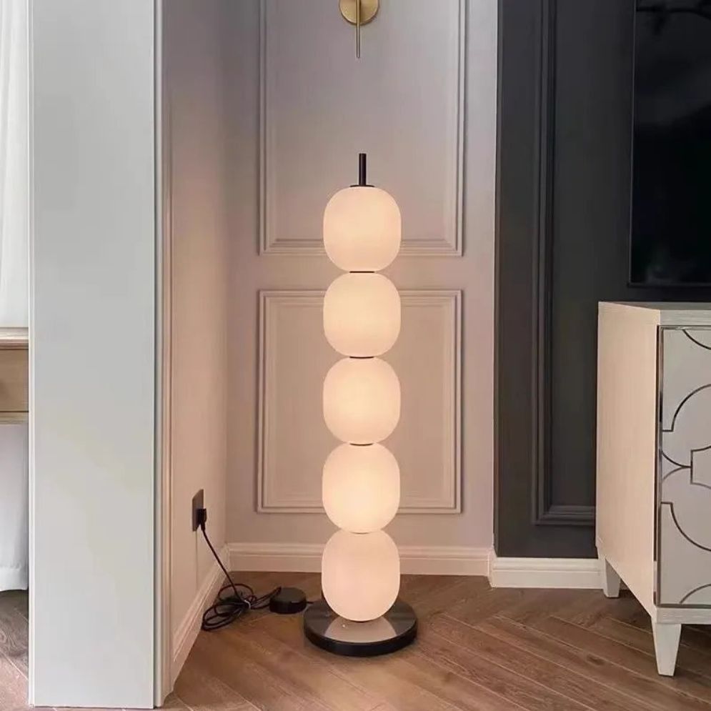Lampadaire blanc et Noir en métal et Verre pour Intérieur - Lumiine