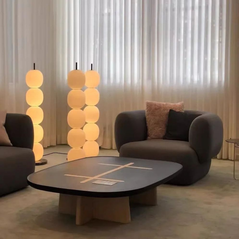 Lampadaire blanc et Noir en métal et Verre pour Intérieur - Lumiine