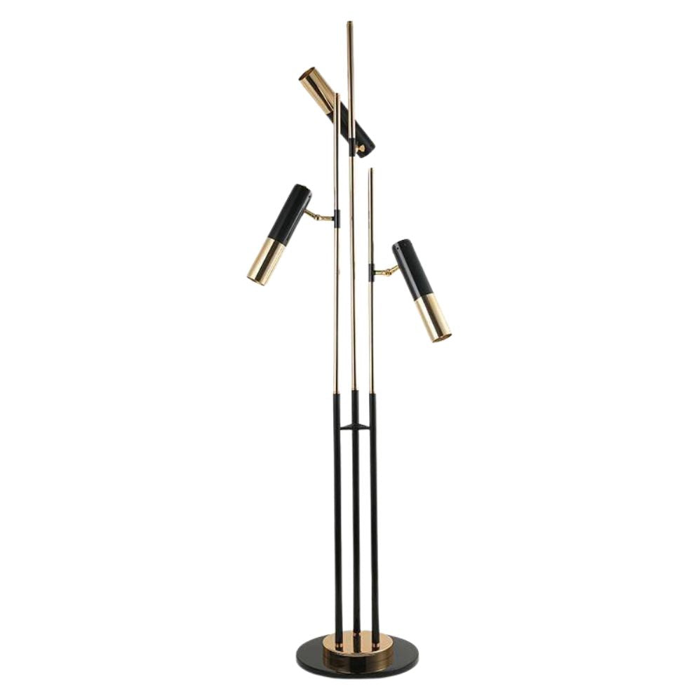 Lampadaire Design Noir et Or à Triple Leds - Lumiine
