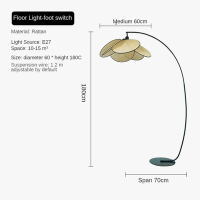 Lampadaire en Rotin Naturel Fait Main pour Intérieur et Extérieur - Lumiine