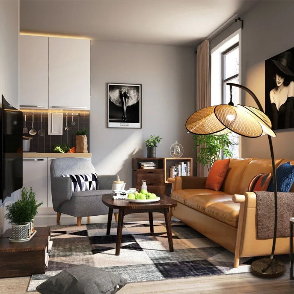 Lampadaire en Rotin Naturel Fait Main pour Intérieur et Extérieur - Lumiine