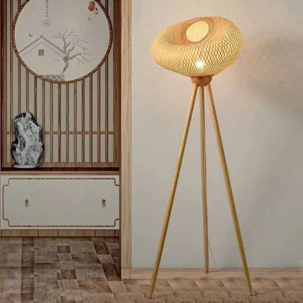 Lampadaire Led Tripode en Bambou Scandinave - Lumiine