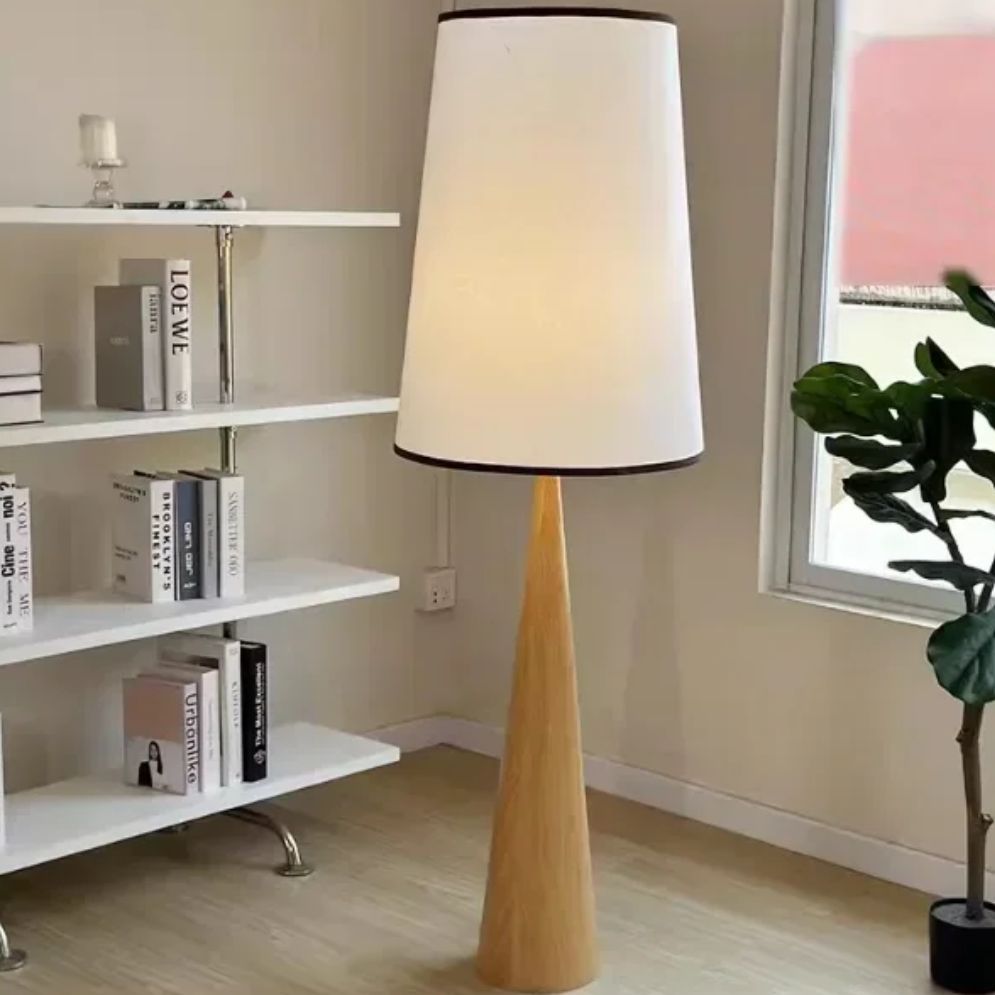 lampadaire Nordique Rétro Wabi Sabi Bois Abat-Jour Tissu