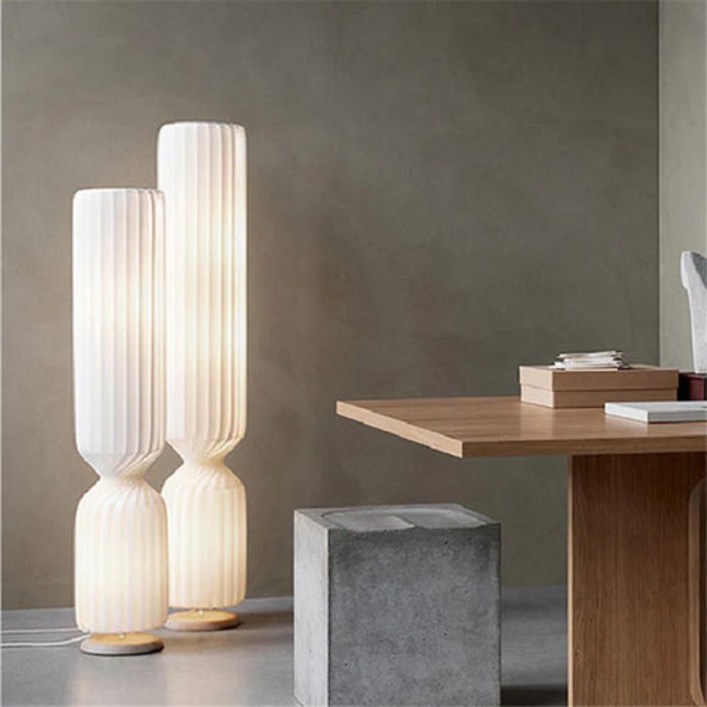  Lampadaire Plissé Japandi en Tissu pour Décoration Intérieure - Lumiine