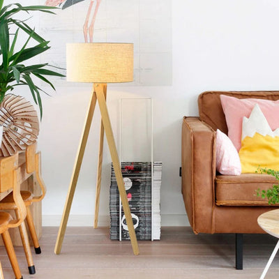 Lampadaire Scandinave en Bois à Trois Pieds - Lumiine