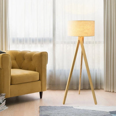 Lampadaire Scandinave en Bois à Trois Pieds - Lumiine