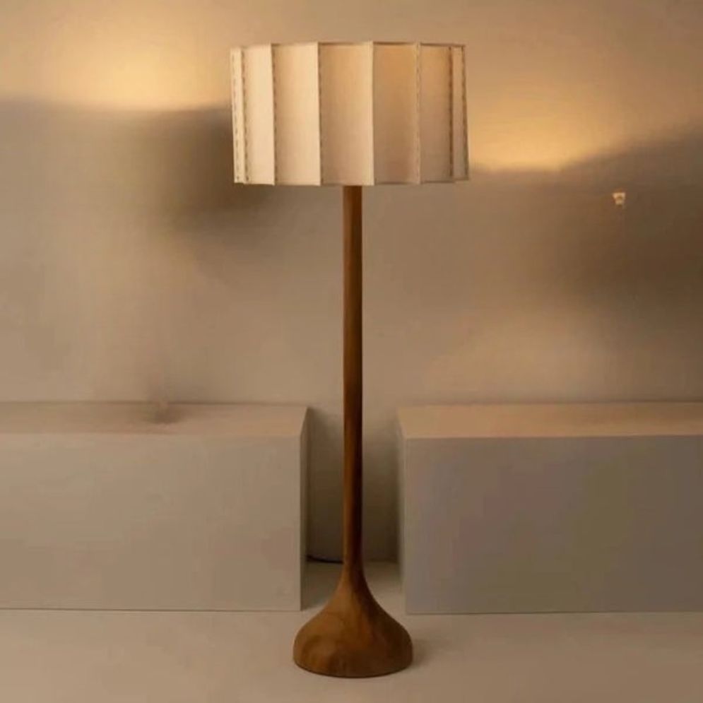 Lampadaire Vintage en Bois Massif Style Wabi Sabi Décoration Intérieure - Lumiine