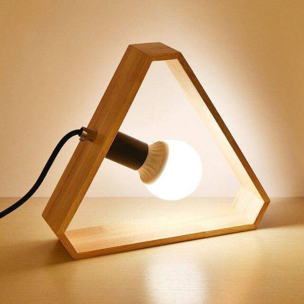 Lampe à Poser avec Socle en Bois et Bras en Métal - Lumiine
