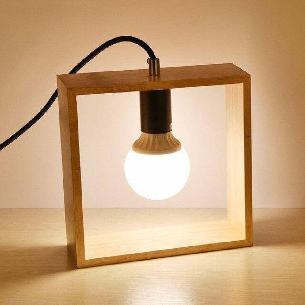 Lampe à Poser avec Socle en Bois et Bras en Métal - Lumiine
