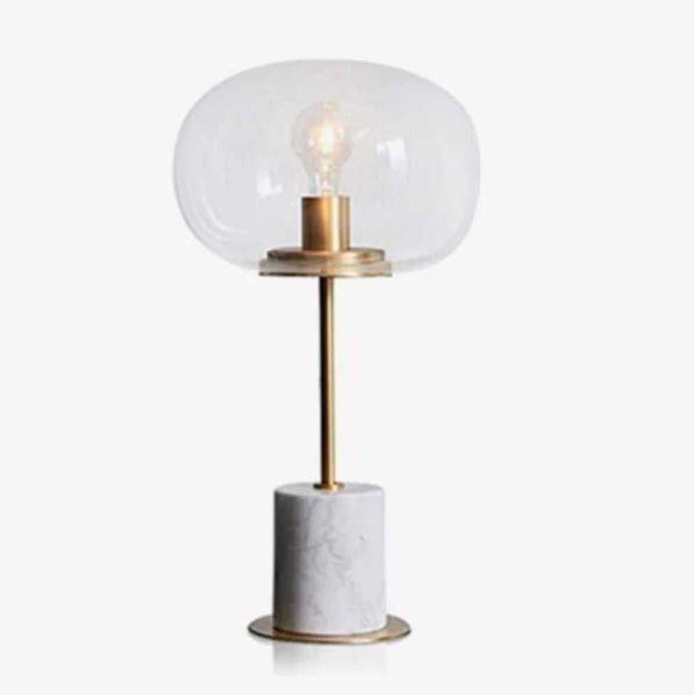 Lampe à Poser En Marbre à Tige Dorée et Boule en Verre