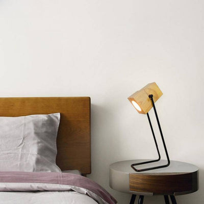 Lampe de Bureau en Bois Clair Ajustable - Lumiine