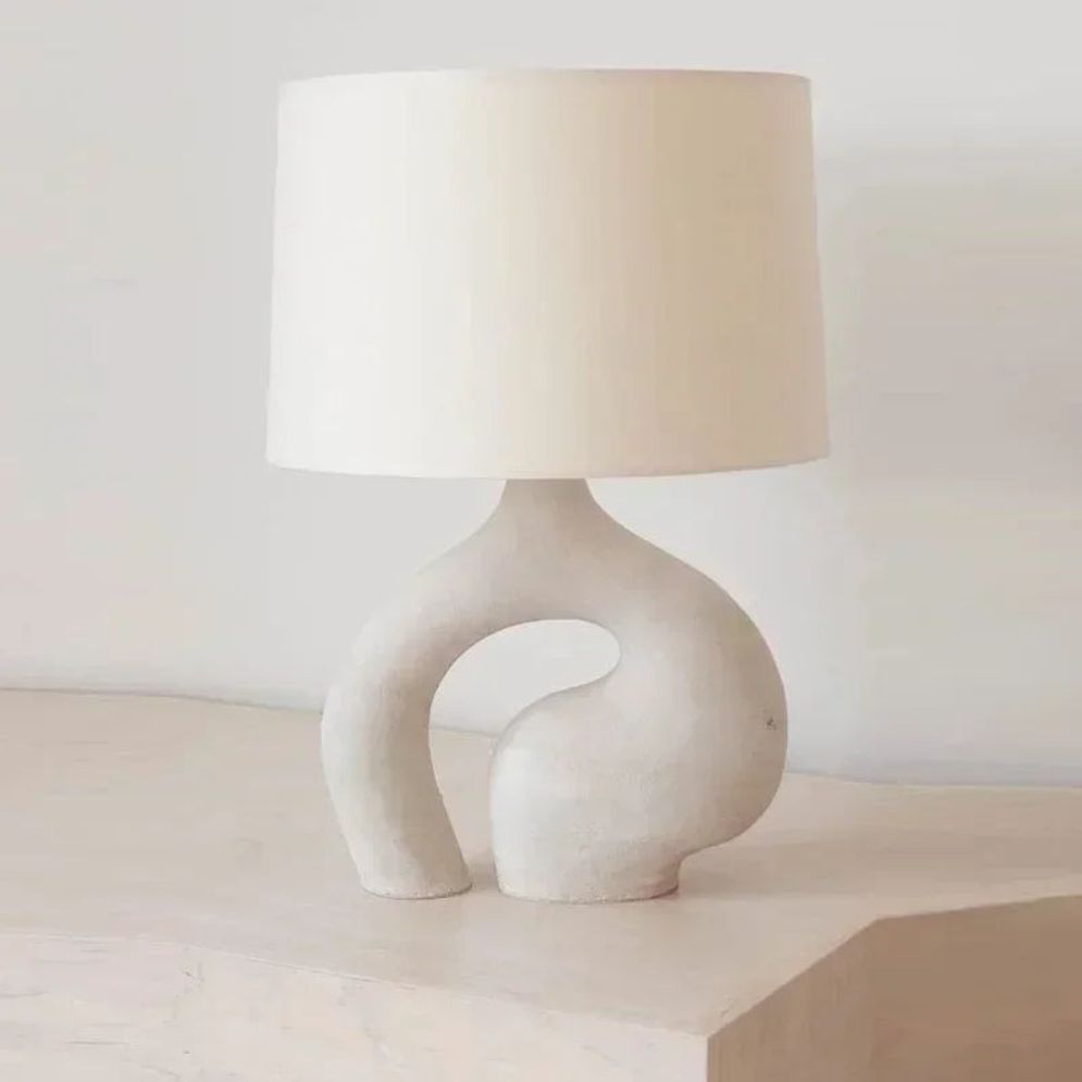 Lampe de Bureau en Tissu Blanc Style Art Déco - Lumiine
