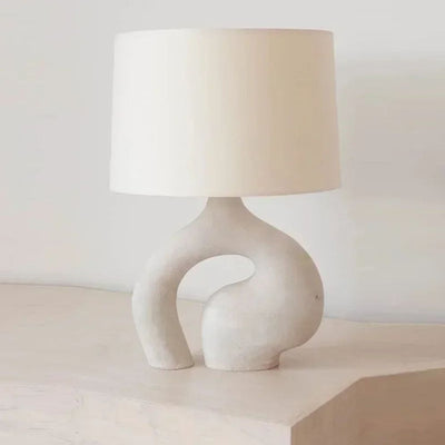 Lampe de Bureau en Tissu Blanc Style Art Déco - Lumiine