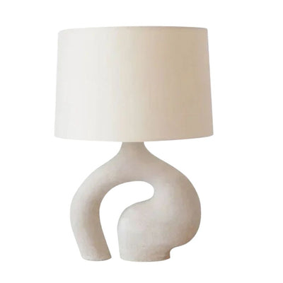 Lampe de Bureau en Tissu Blanc Style Art Déco - Lumiine