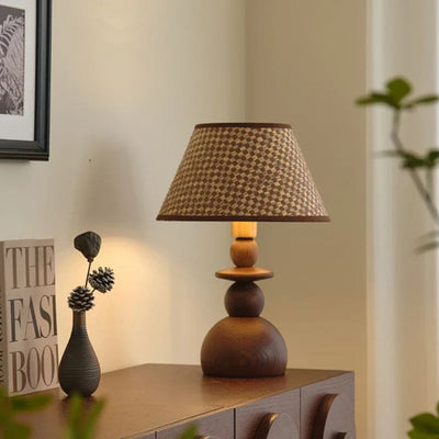 Lampe de Chevet en Bois et Abat-Jour en Tissu Ovale - Lumiine